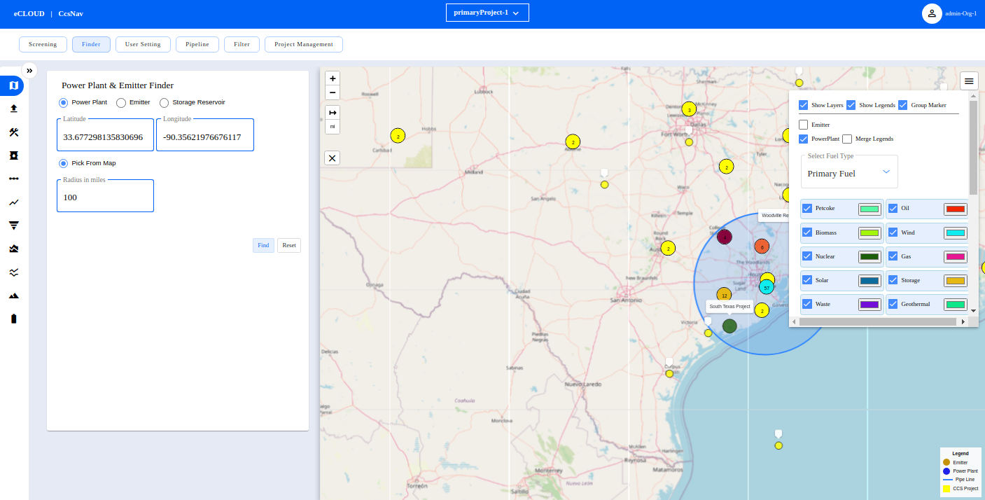 CCSNav CO₂ storage site screening and plume modeling platform